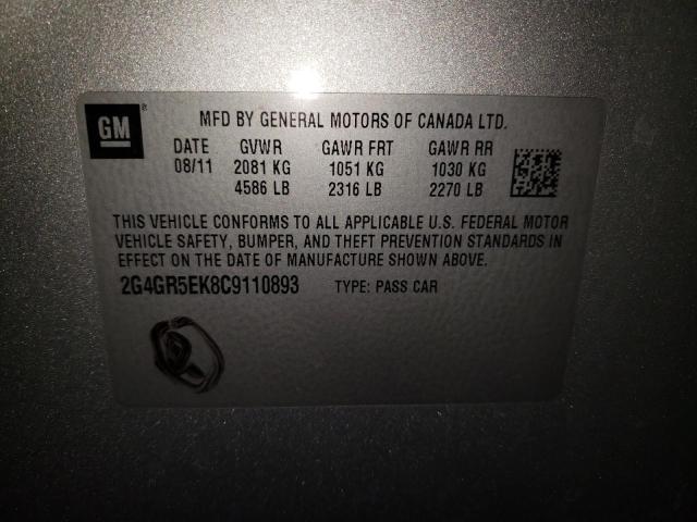 2G4GR5EK8C9110893 - 2012 BUICK REGAL 银色 照片 12