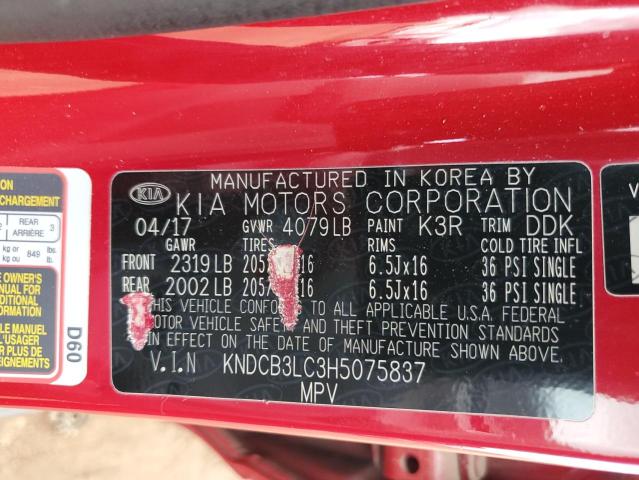 KNDCB3LC3H5075837 - 2017 KIA NIRO FE RED photo 12