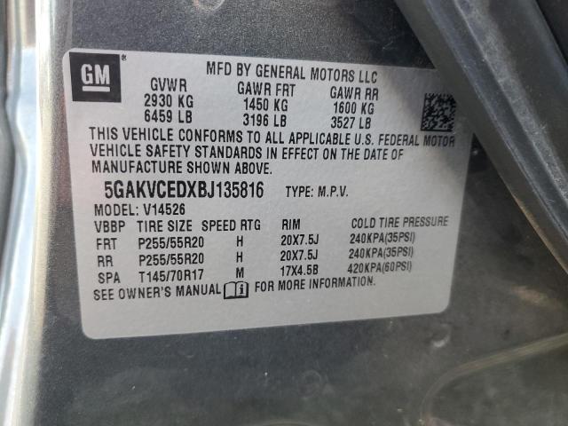 5GAKVCEDXBJ135816 - 2011 BUICK ENCLAVE CXL GRAY photo 13