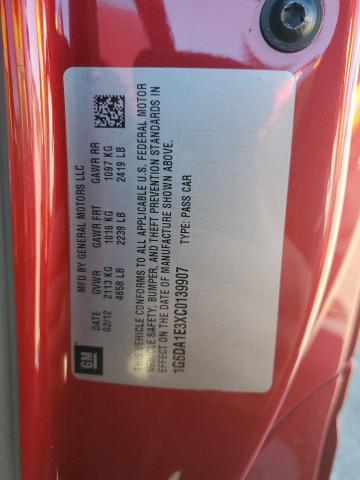 1G6DA1E3XC0139907 - 2012 CADILLAC CTS RED photo 12