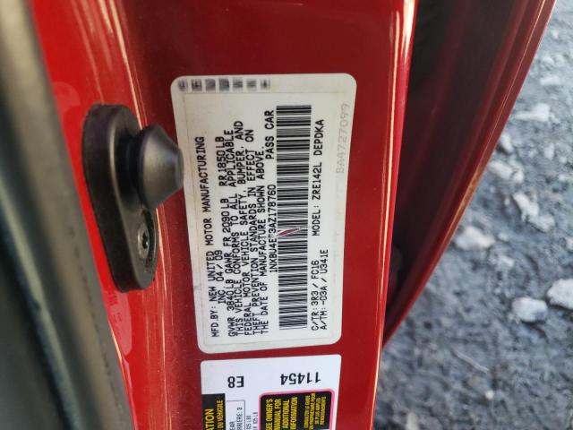 1NXBU4EE3AZ178760 - 2010 TOYOTA COROLLA BASE RED photo 12