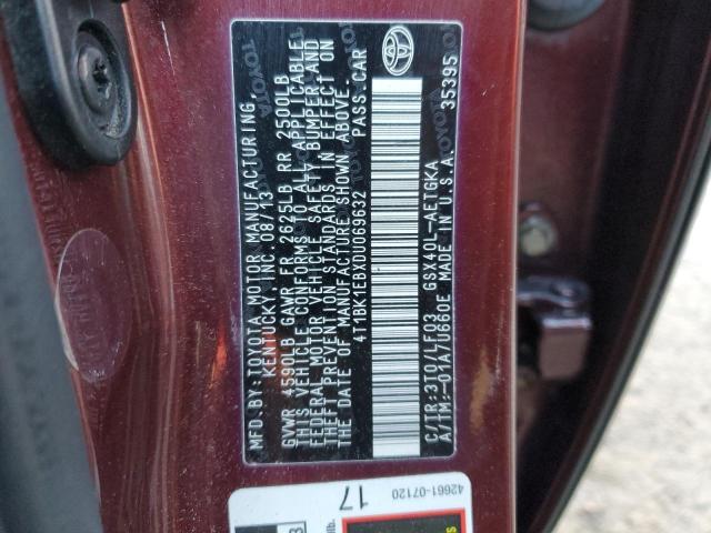 4T1BK1EBXDU069632 - 2013 TOYOTA AVALON BASE MAROON photo 12