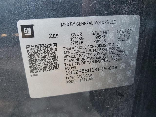 1G1ZF5SU1KF156608 - 2019 CHEVROLET MALIBU HYBRID GRAY photo 12