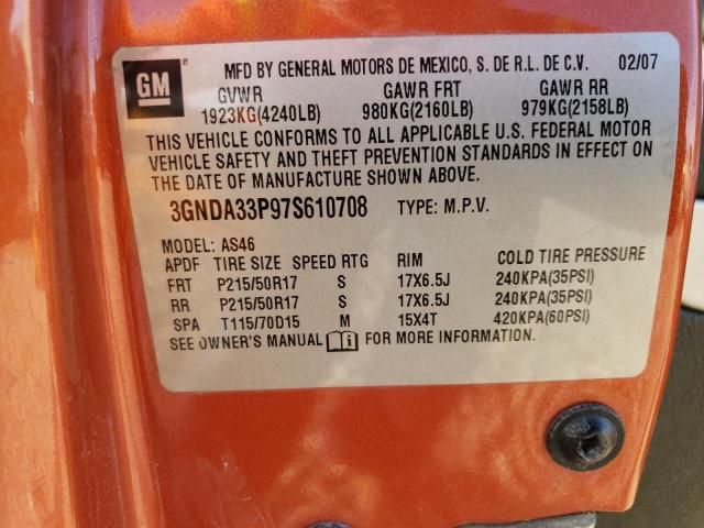 3GNDA33P97S610708 - 2007 CHEVROLET HHR LT ORANGE photo 12