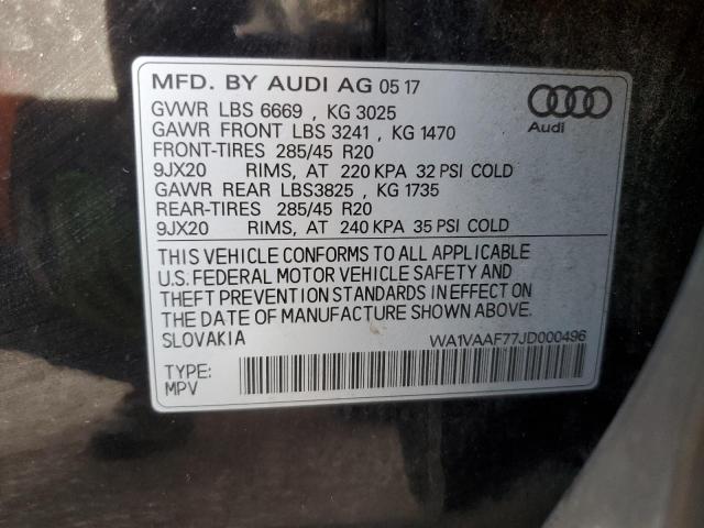 WA1VAAF77JD000496 - 2018 AUDI Q7 PRESTIGE BLACK photo 12