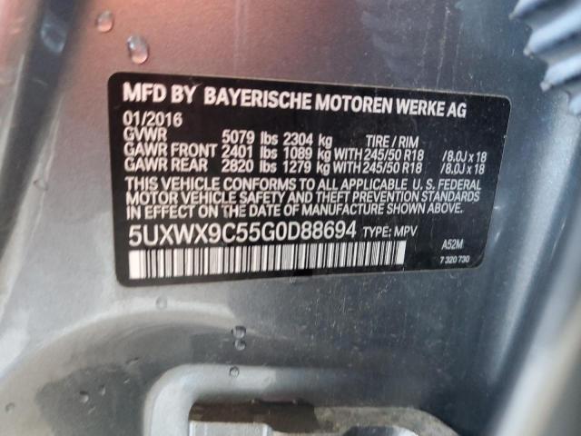 5UXWX9C55G0D88694 - 2016 BMW X3 XDRIVE28I GRAY photo 13