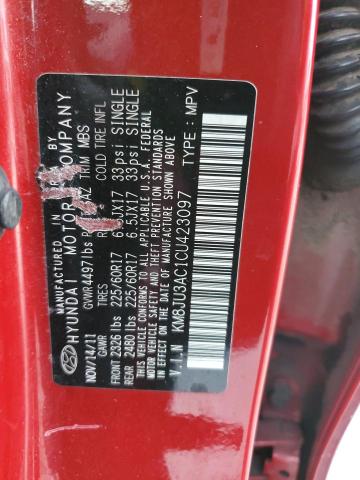 KM8JU3AC1CU423097 - 2012 HYUNDAI TUCSON GLS RED photo 14