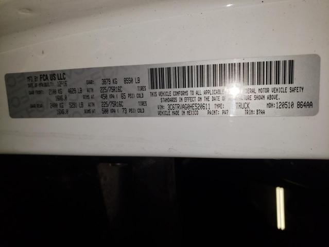 3C6TRVAG0HE520611 - 2017 RAM PROMASTER 1500 STANDARD WHITE photo 13
