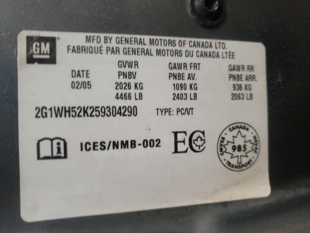 2G1WH52K259304290 - 2005 CHEVROLET IMPALA LS GRAY photo 12