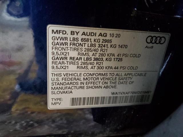 WA1VXAF70MD019491 - 2021 AUDI Q7 PRESTIGE 蓝色 照片 12