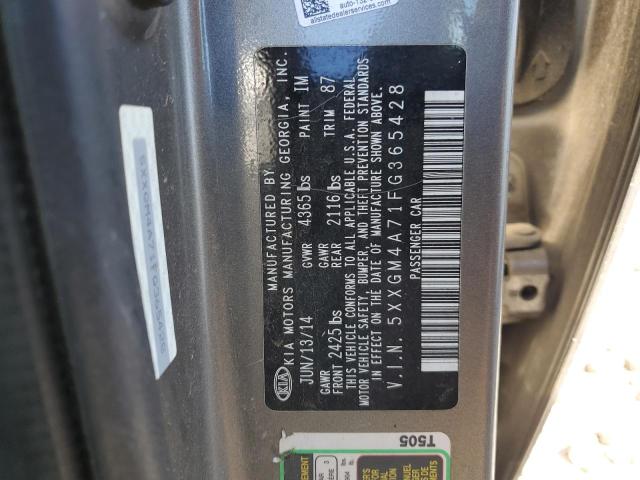 5XXGM4A71FG365428 - 2015 KIA OPTIMA LX SILVER photo 12