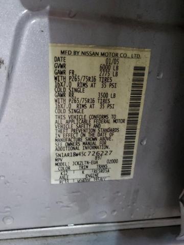 5N1AR18W45C726227 - 2005 NISSAN PATHFINDER LE ნაცრისფერი ფოტო 13