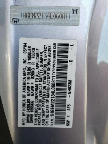 1HGEM22134L060811 - 2004 HONDA CIVIC DX VP SILVER photo 12