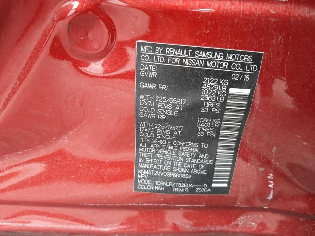 KNMAT2MV0GP660859 - 2016 NISSAN ROGUE S RED photo 13