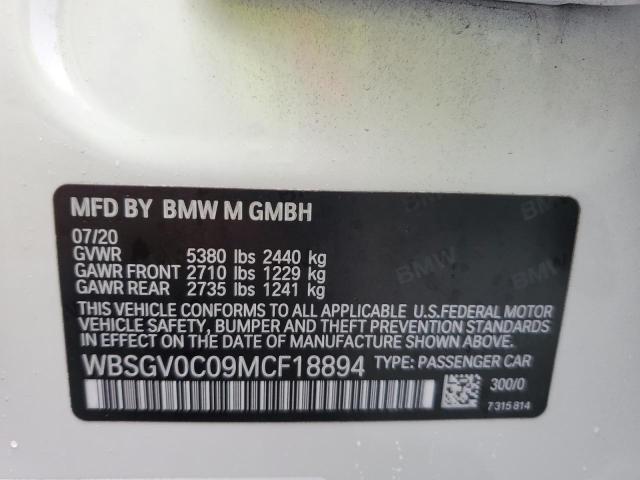 WBSGV0C09MCF18894 - 2021 BMW M8 WHITE photo 13
