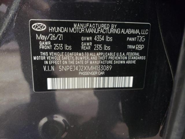 5NPEJ4J2XMH133089 - 2021 HYUNDAI SONATA SEL PLUS CHARCOAL photo 12