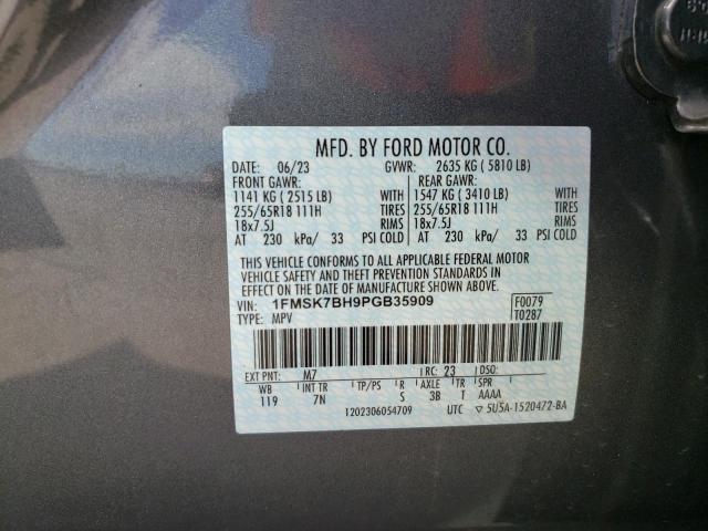 1FMSK7BH9PGB35909 - 2023 FORD EXPLORER GRAY photo 14