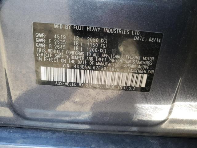 4S3BNAL67F3015070 - 2015 SUBARU LEGACY 2.5I LIMITED GRAY photo 13