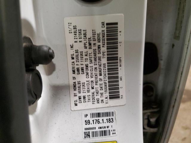 19UUA8F27CA022566 - 2012 ACURA TL WHITE photo 12