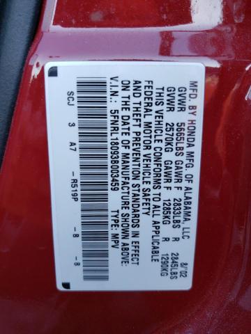 5FNRL18093B003459 - 2003 HONDA ODYSSEY EXL RED photo 13