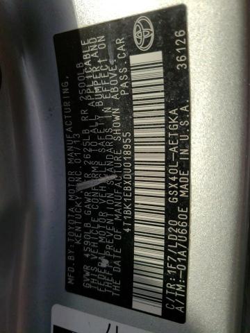 4T1BK1EBXDU018955 - 2013 TOYOTA AVALON BASE 银色 照片 12