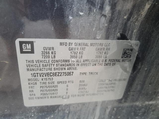 1GTV2VEC8EZ275067 - 2014 GMC SIERRA K1500 SLT CHARCOAL photo 12