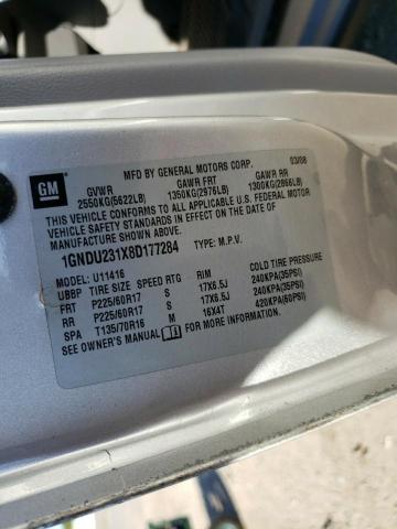 1GNDU231X8D177284 - 2008 CHEVROLET UPLANDER LS 银色 照片 10