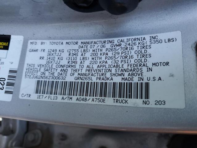 5TEJU62N56Z300632 - 2006 TOYOTA TACOMA DOUBLE CAB PRERUNNER SILVER photo 12