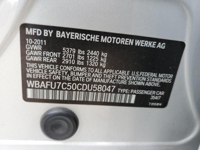 WBAFU7C50CDU58047 - 2012 BMW 535 XI SILVER photo 12