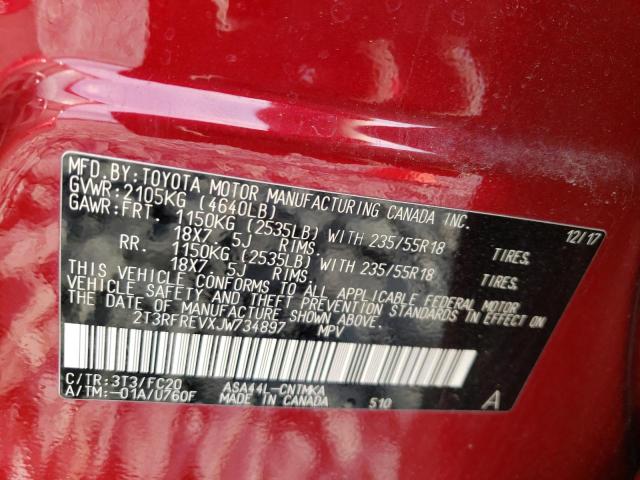 2T3RFREVXJW734897 - 2018 TOYOTA RAV4 ADVENTURE RED photo 13