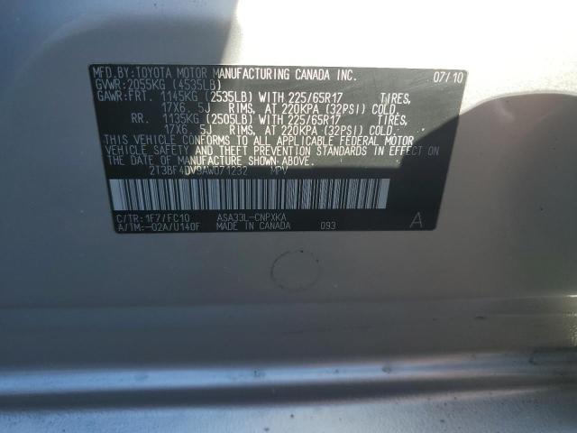 2T3BF4DV9AW071232 - 2010 TOYOTA RAV4 SILVER photo 13