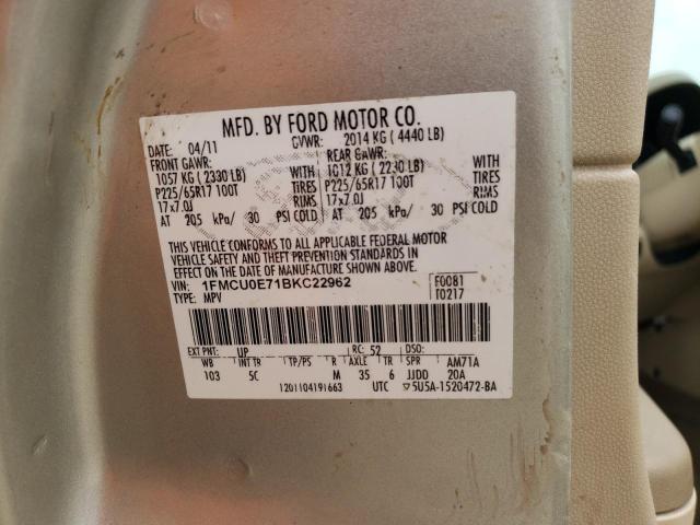 1FMCU0E71BKC22962 - 2011 FORD ESCAPE LIMITED BEIGE photo 13