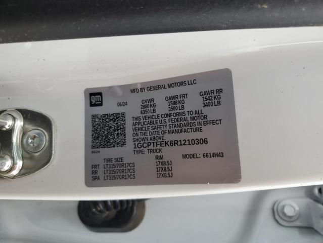 1GCPTFEK6R1210306 - 2024 CHEVROLET COLORADO ZR2 WHITE photo 13