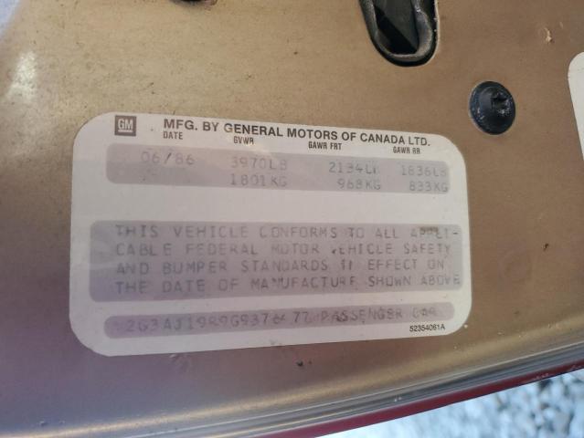 2G3AJ19R9G9376477 - 1986 OLDSMOBILE CUTLASS CI TAN photo 12