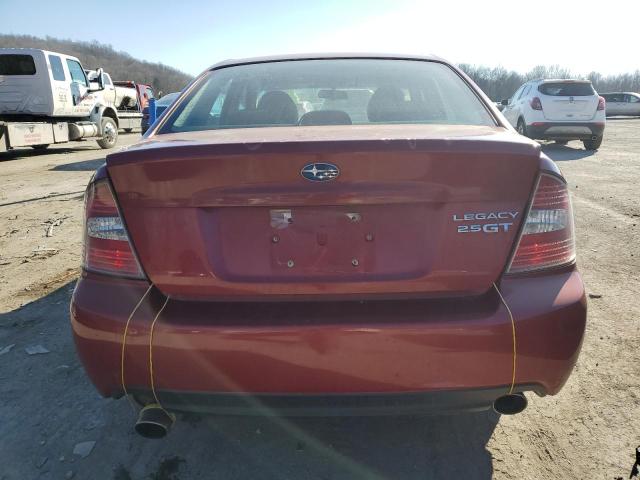 4S3BL676154210944 - 2005 SUBARU LEGACY GT LIMITED RED photo 6