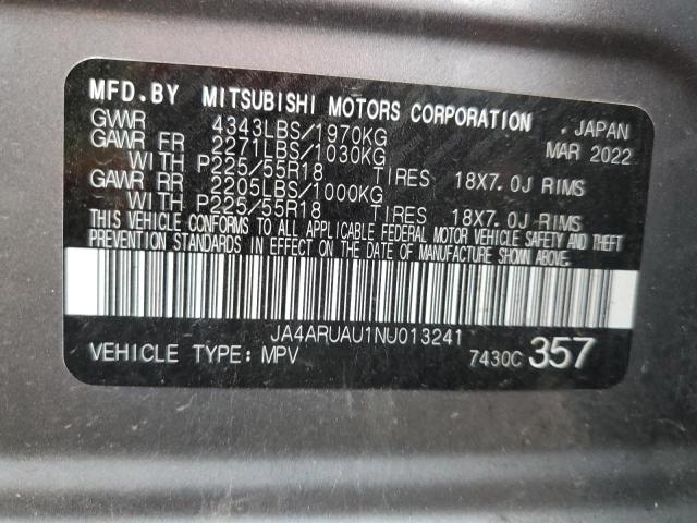 JA4ARUAU1NU013241 - 2022 MITSUBISHI OUTLANDER ES SILVER photo 13