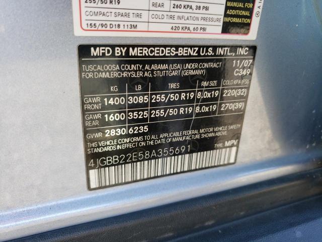 4JGBB22E58A355691 - 2008 MERCEDES-BENZ ML 320 CDI BLUE photo 13