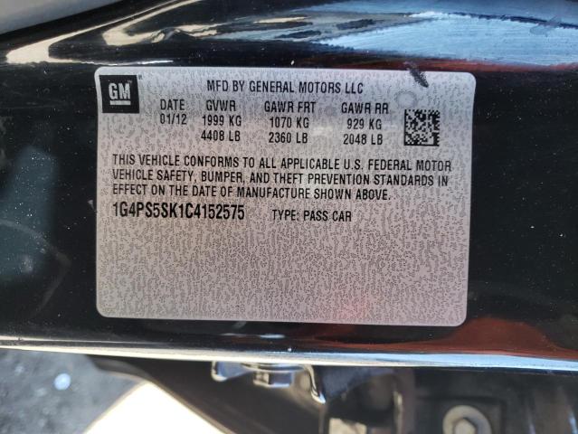 1G4PS5SK1C4152575 - 2012 BUICK VERANO BLACK photo 12