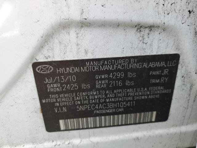 5NPEC4AC3BH105411 - 2011 HYUNDAI SONATA SE WHITE photo 12