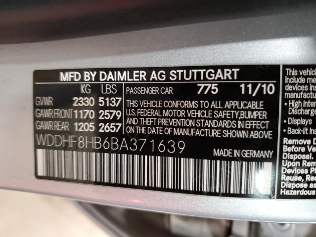 WDDHF8HB6BA371639 - 2011 MERCEDES-BENZ E 350 4MATIC SILVER photo 12