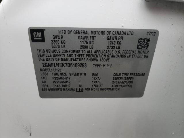 2GNFLNEK7D6109293 - 2013 CHEVROLET EQUINOX LT WHITE photo 13