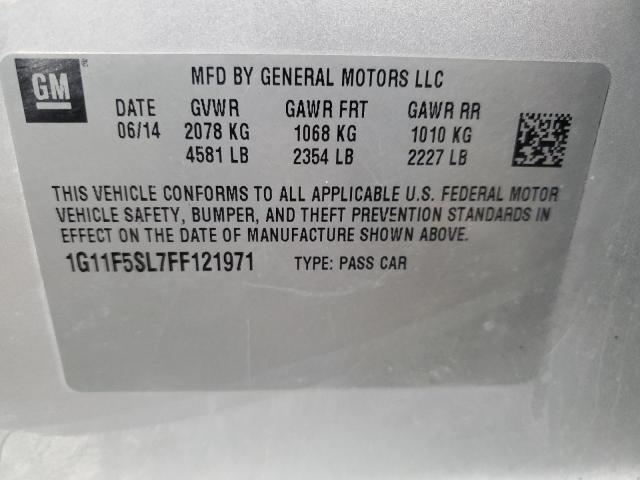 1G11F5SL7FF121971 - 2015 CHEVROLET MALIBU LTZ ვერცხლისფერი ფოტო 12