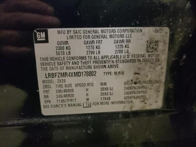 LRBFZMR4XMD178802 - 2021 BUICK ENVISION PREFERRED შავი ფოტო 13