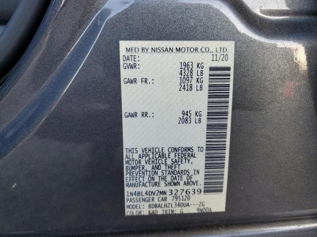 1N4BL4DV2MN327639 - 2021 NISSAN ALTIMA SV GRAY photo 12