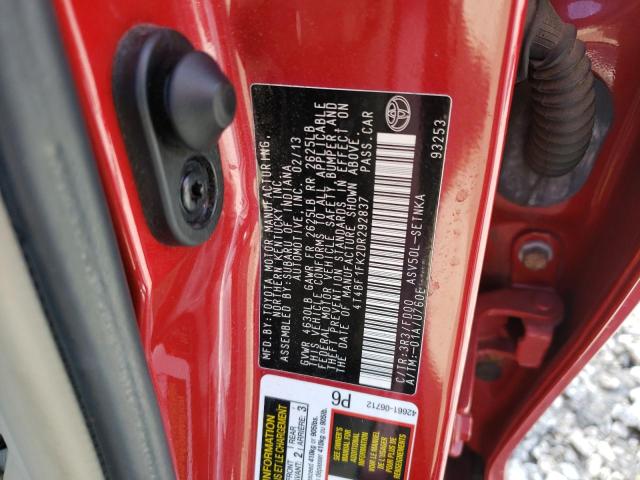 4T4BF1FK2DR292837 - 2013 TOYOTA CAMRY L RED photo 13