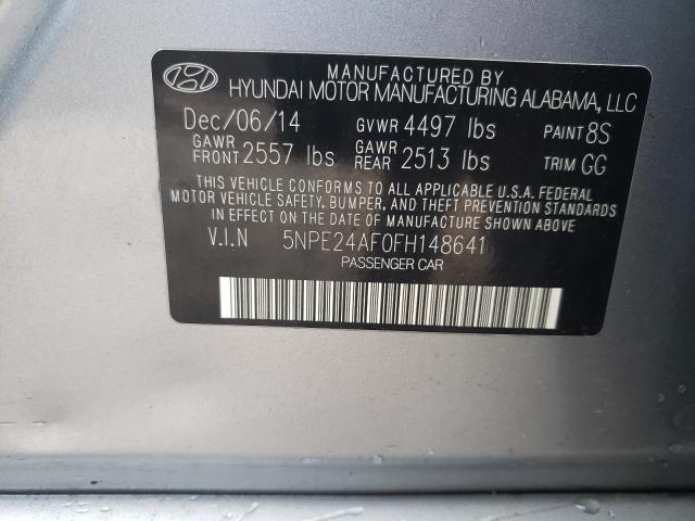 5NPE24AF0FH148641 - 2015 HYUNDAI SONATA SE SILVER photo 12