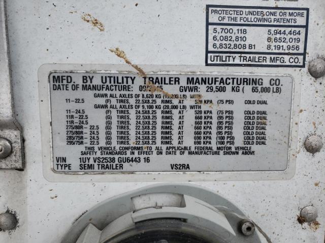 1UYVS2538GU644316 - 2016 UTILITY TRAILER WHITE photo 10