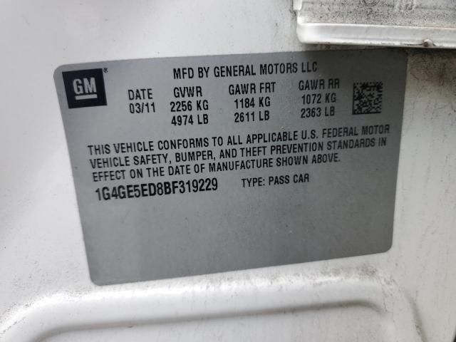 1G4GE5ED8BF319229 - 2011 BUICK LACROSSE CXS WHITE photo 12