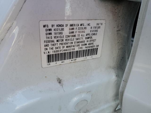 19UDE2F34HA000168 - 2017 ACURA ILX BASE WATCH PLUS WHITE photo 12