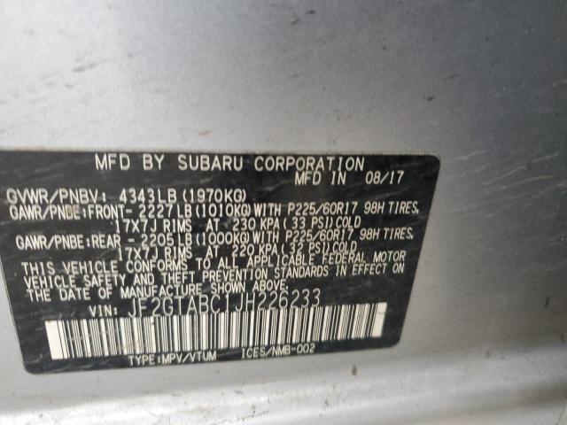 JF2GTABC1JH226233 - 2018 SUBARU CROSSTREK PREMIUM 银色 照片 12